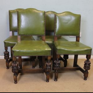 Four Padded Back Country Oak Dining Chairs