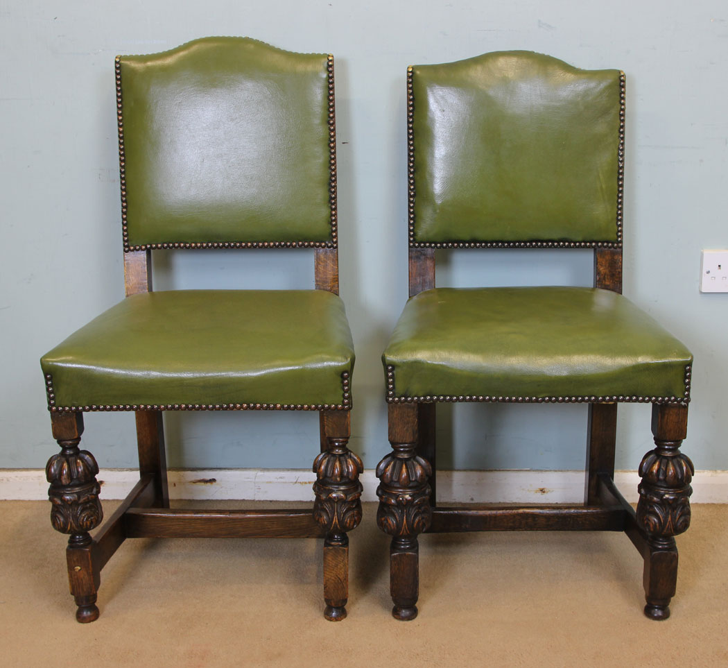 11059r4 Antique Four Oak Side Chairs, Four Padded Back Country Oak Dining Chairs