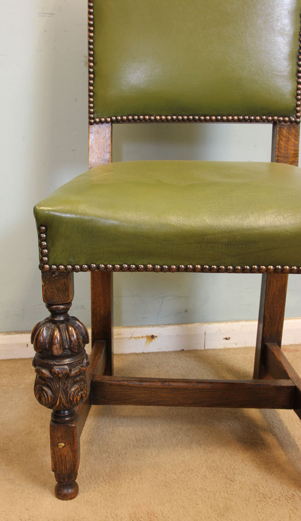 11059r6 Antique Four Oak Chairs, Four Padded Back Country Oak Dining Chairs