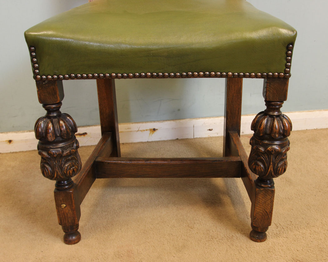 11059r7 Antique Four Oak Chairs, Four Padded Back Country Oak Dining Chairs