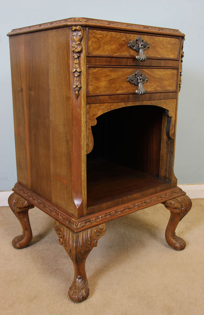 11060r4 Pair Antique Burr Walnut Bedside Cabinets, Tables, Pair Burr Walnut Bedside Cabinets