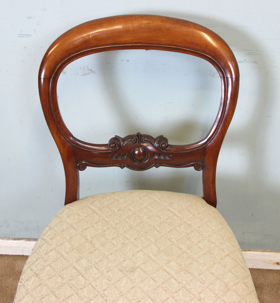 11061r10 Set Six Antique Dining Chairs, Antique Set of Six Victorian Mahogany Balloon Back Dining Chairs