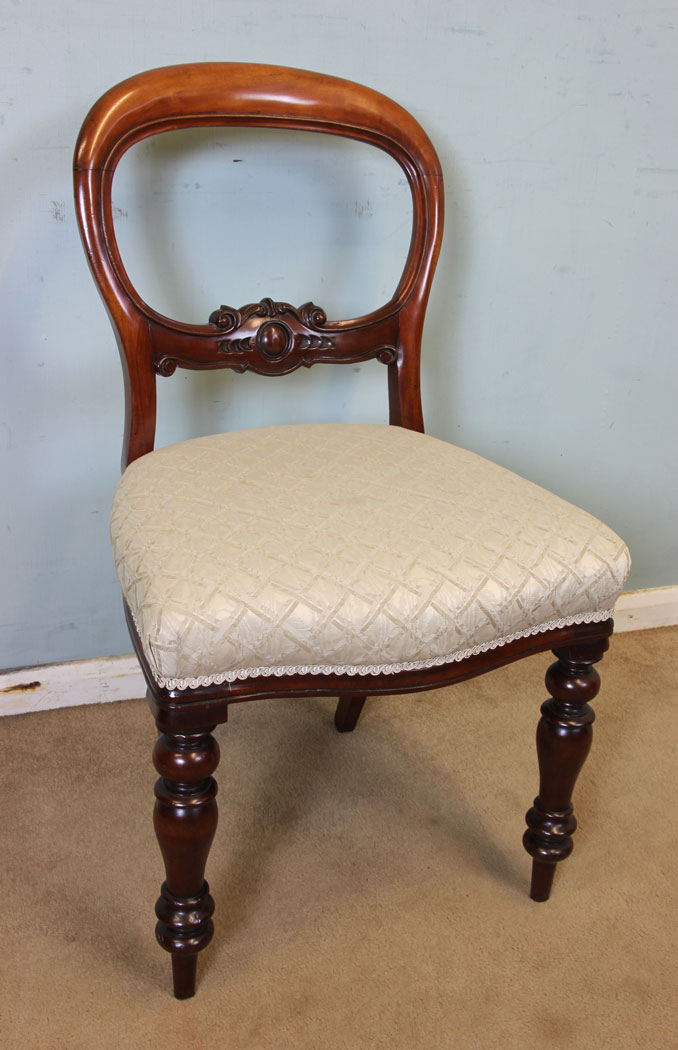 11061r3 Set Six Antique Balloon Back Dining Chairs, Antique Set of Six Victorian Mahogany Balloon Back Dining Chairs