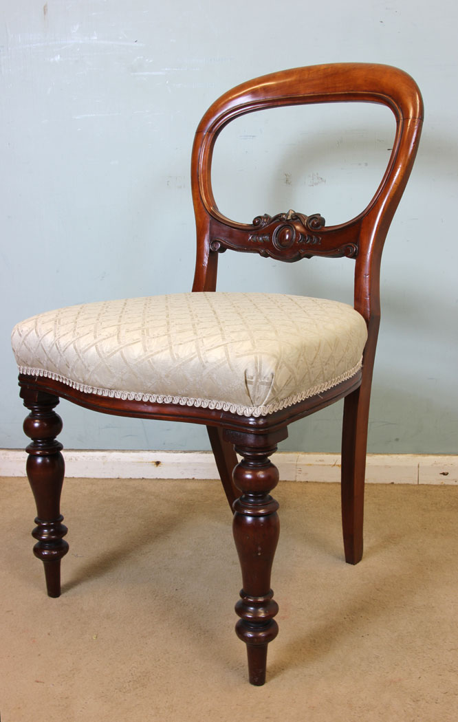 11061r4 Set Six Antique Victorian Balloon Back Dining Chairs, Antique Set of Six Victorian Mahogany Balloon Back Dining Chairs