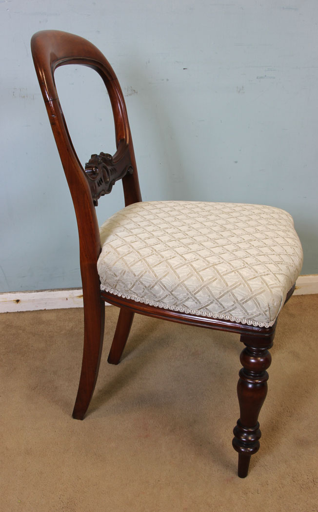 11061r8 Set Six Antique Dining Chairs, Antique Set of Six Victorian Mahogany Balloon Back Dining Chairs