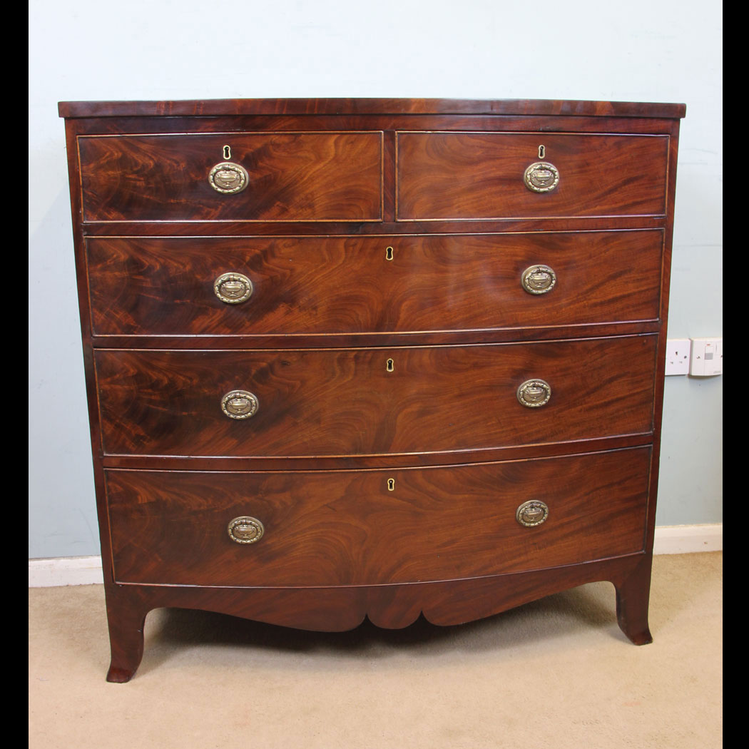 11065r01 Antique Bow Front Chest of Drawers, Antique Victorian Mahogany Bow Fronted Chest of Drawers
