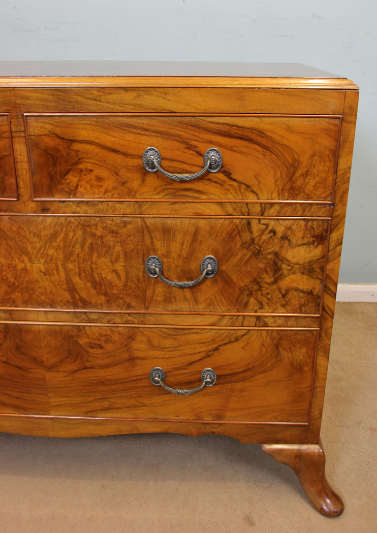 11069r11 Antique Figured Walnut Chest of Drawers, Figured Walnut Chest of Drawers