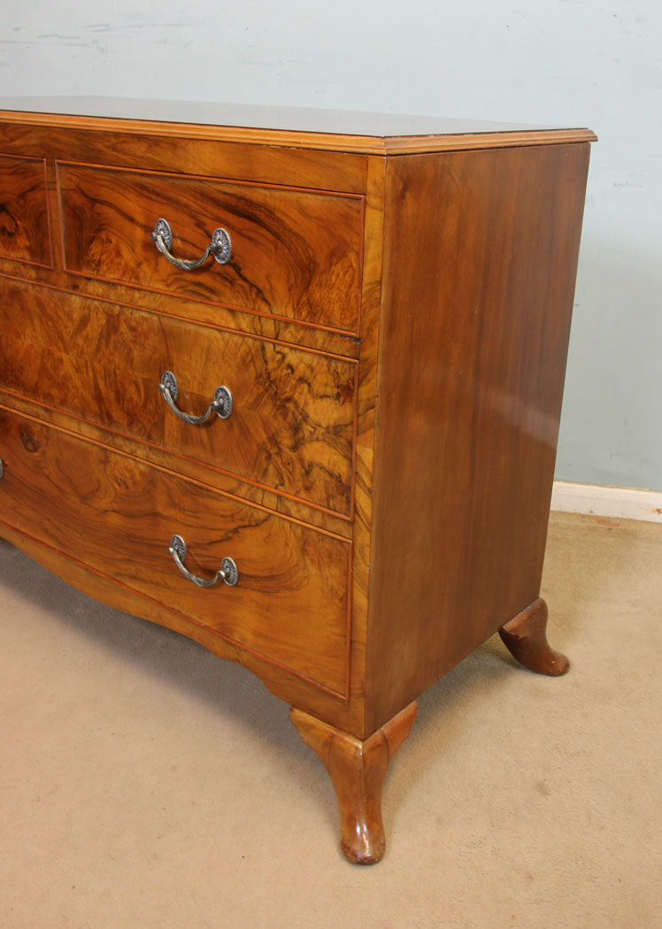 11069r6 Antique Figured Walnut Chest of Drawers, Figured Walnut Chest of Drawers