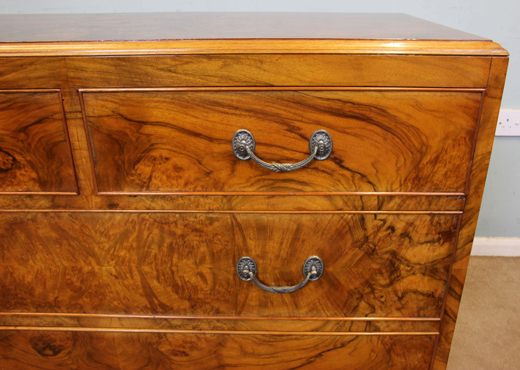 11069r7 Antique Figured Walnut Chest of Drawers, Figured Walnut Chest of Drawers