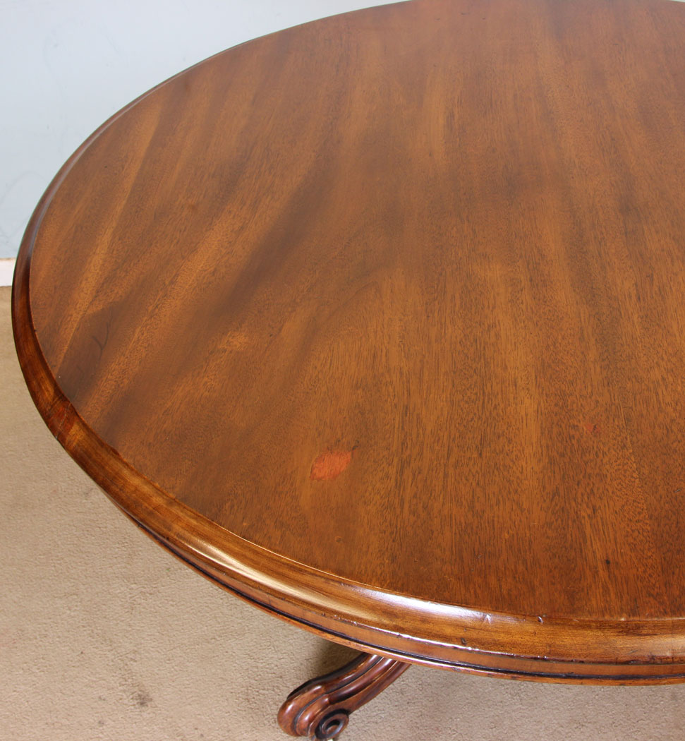 11071r7 Antique Victorian Dining Table, Tilt Top Table, Antique Mahogany Pedestal Dining Table
