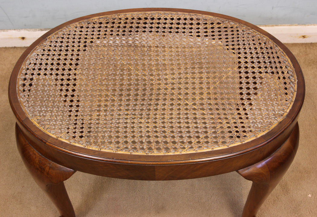 Antique Cane Dressing Table Stool, Antique Walnut Stool.