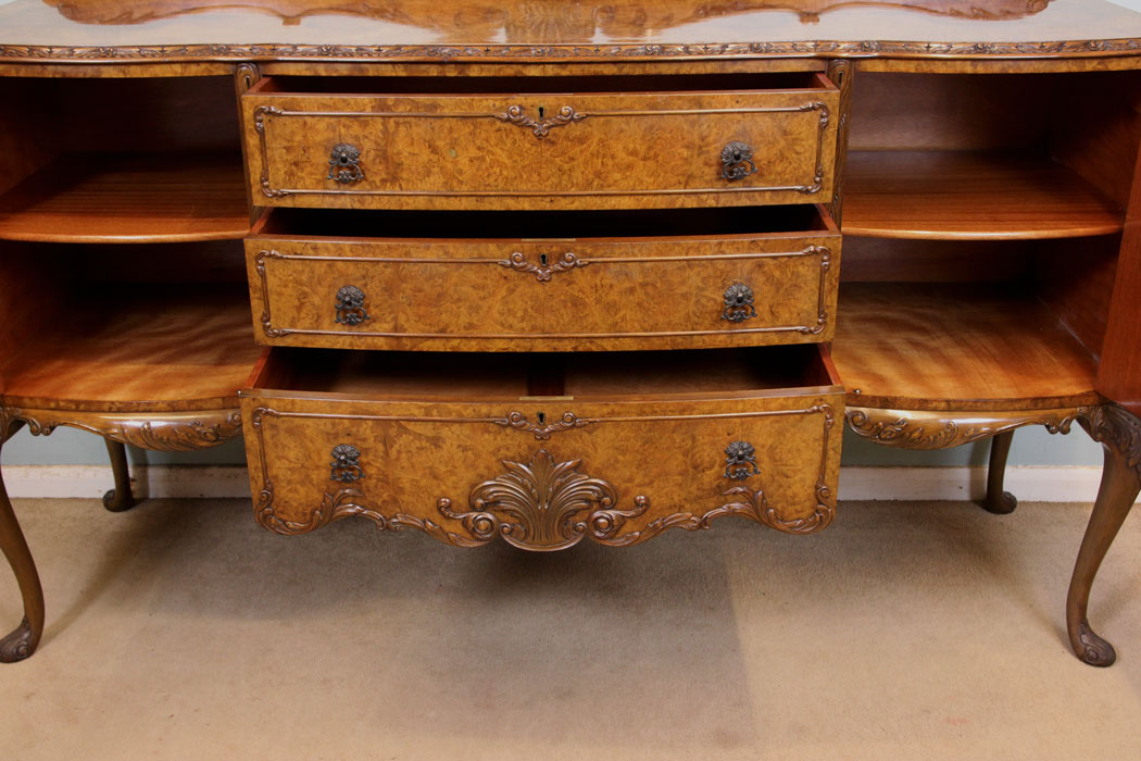 Antique Chiffonier Sideboard, Burr Walnut Shaped Sideboard