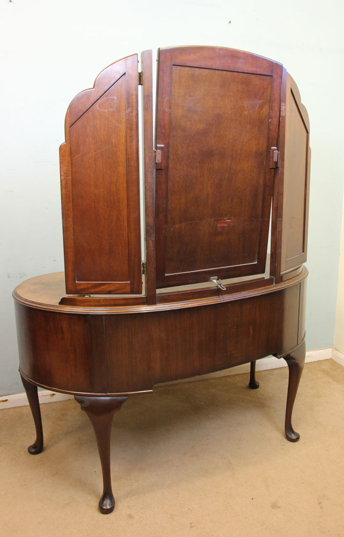 Antique Dressing Table, Antique Walnut Triple Mirror Dressing Table