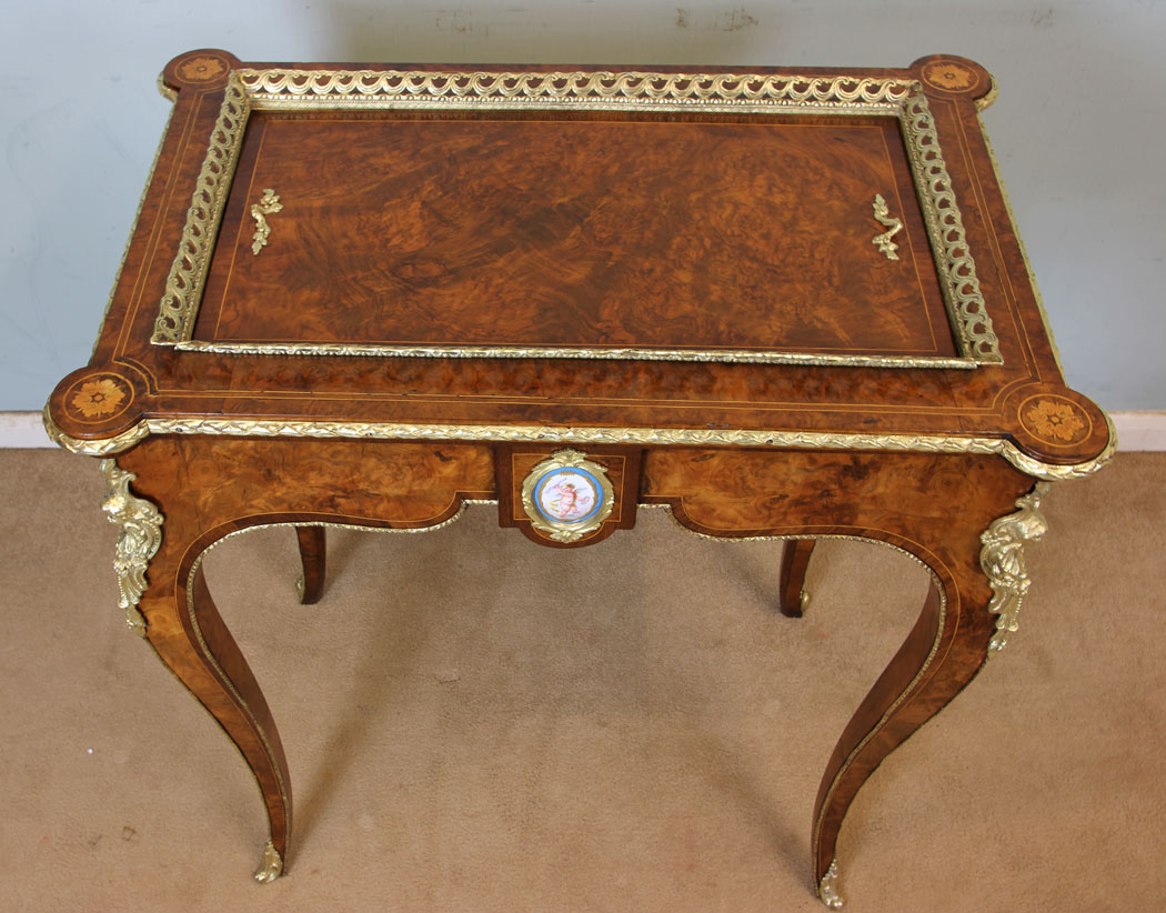 Antique Jardiniere Planter with ormolu cherub mounts, (3) Antique Victorian Burr Walnut Jardiniere / Planter