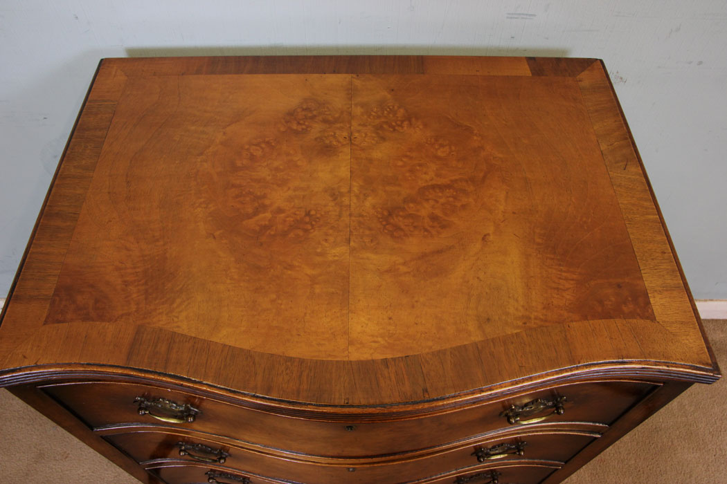 Antique Small Figured Walnut Chest of Drawers, Antique Small Burr Walnut Chest of Drawers