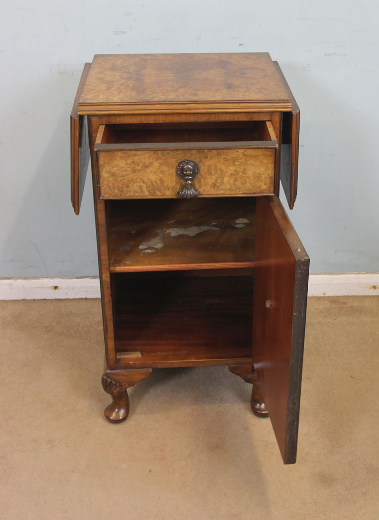 Antique Walnut Side Cabinet, Lamp Table, (3) Antique Walnut Side Cabinet,