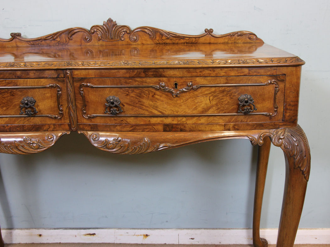 Antique Walnut Side Table, Antique Walnut Two Drawer Side Table