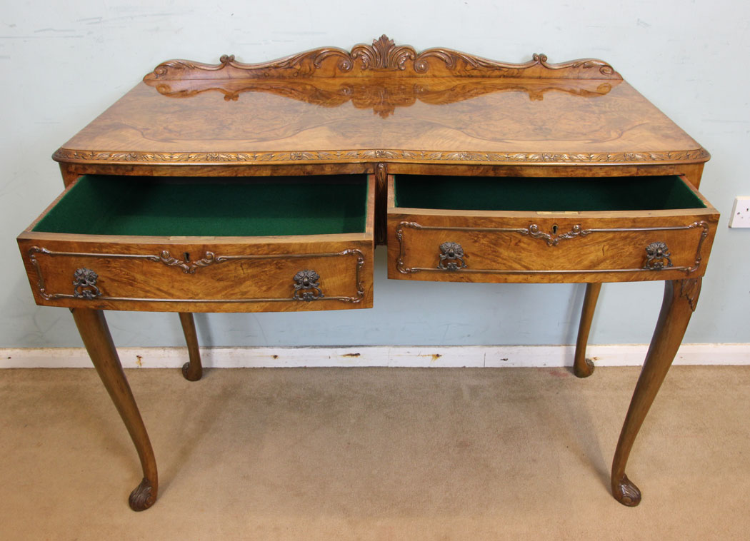 Antique Walnut Side Table, (3) Antique Walnut Two Drawer Side Table