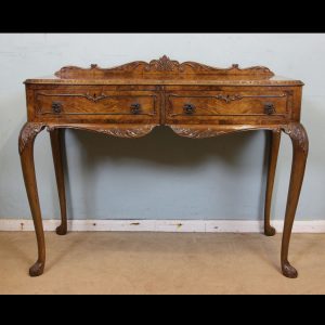 Antique Walnut Two Drawer Side Table,