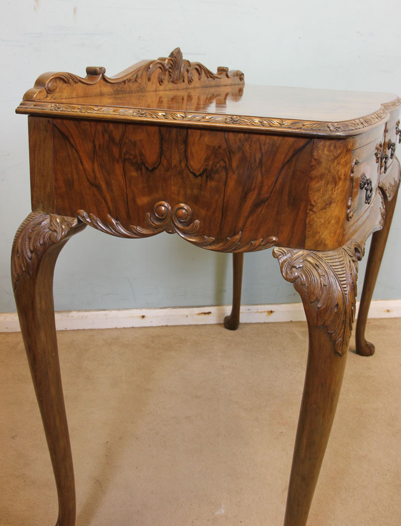 Antique Walnut Two Drawer Side Table, Antique Walnut Two Drawer Side Table