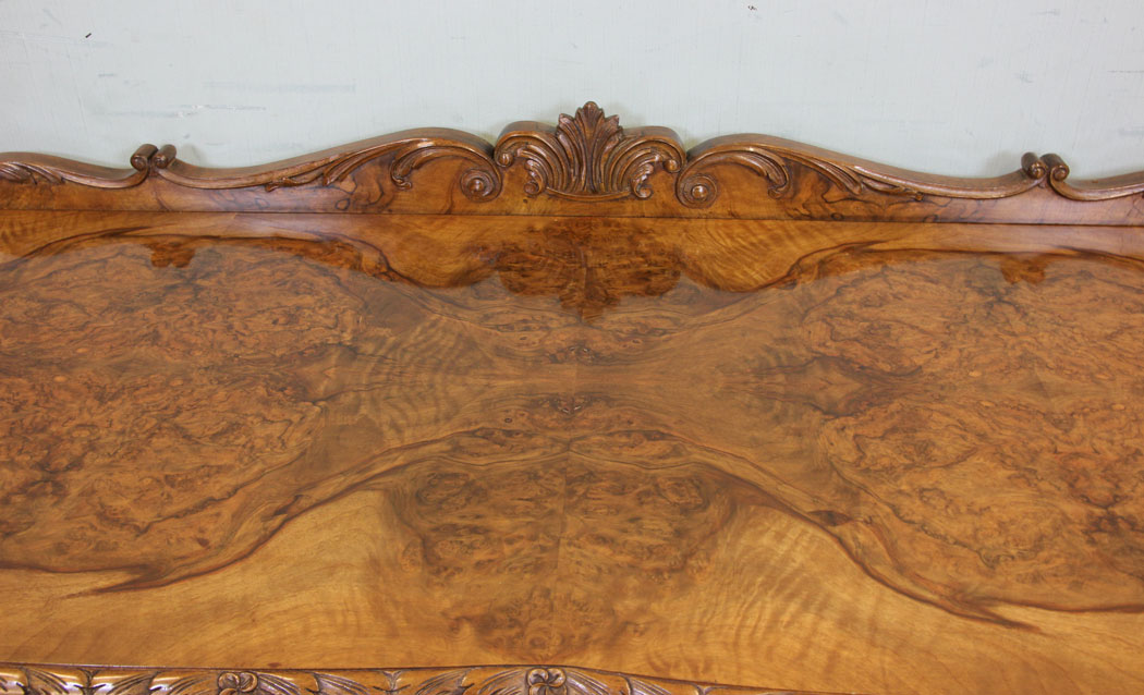 Queen Anne Style Antique Walnut Hall Side Table, Antique Walnut Two Drawer Side Table