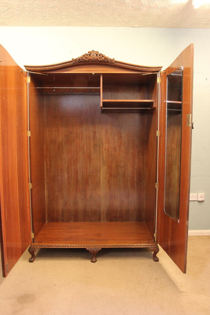 Antique 20th Century Burr Walnut Wardrobe, Lincolnshire, Antique Burr Walnut Double Wardrobe