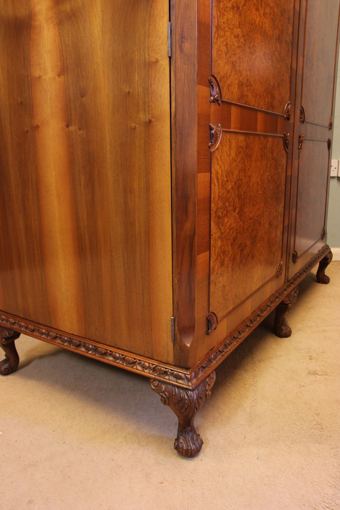 Antique 20th Century Walnut Wardrobe, Antique Burr Walnut Double Wardrobe