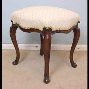 Antique Victorian Walnut Cabriole Leg Stool
