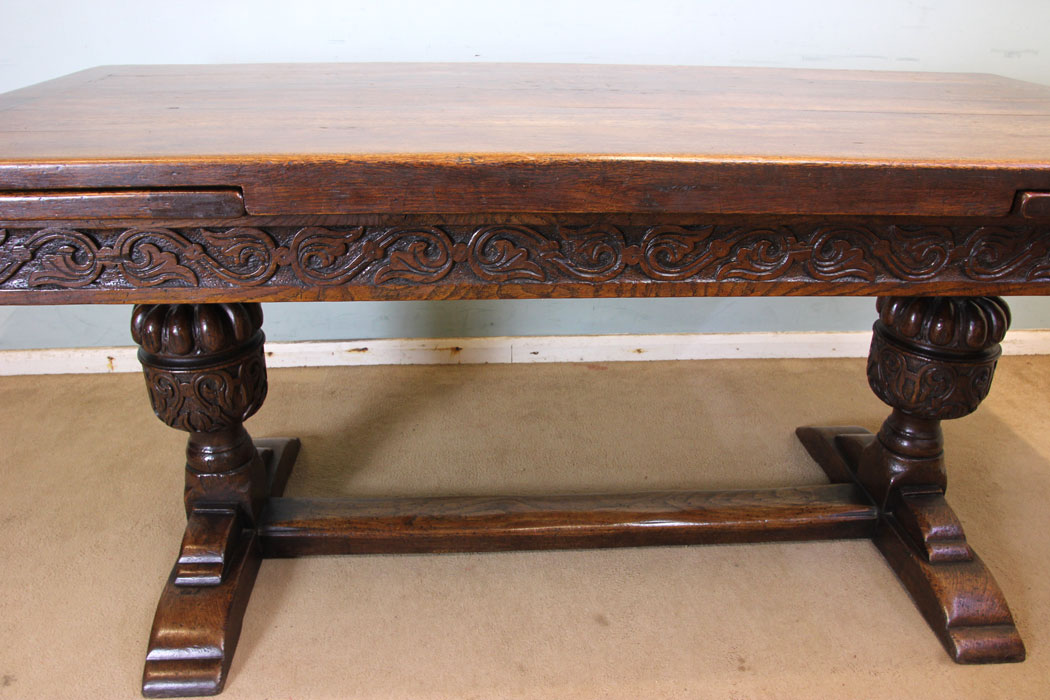 Antique Ten Seater Farmhouse Drawleaf Table, Antique Oak Large Oak Refectory Draw Leaf Farmhouse Dining Table