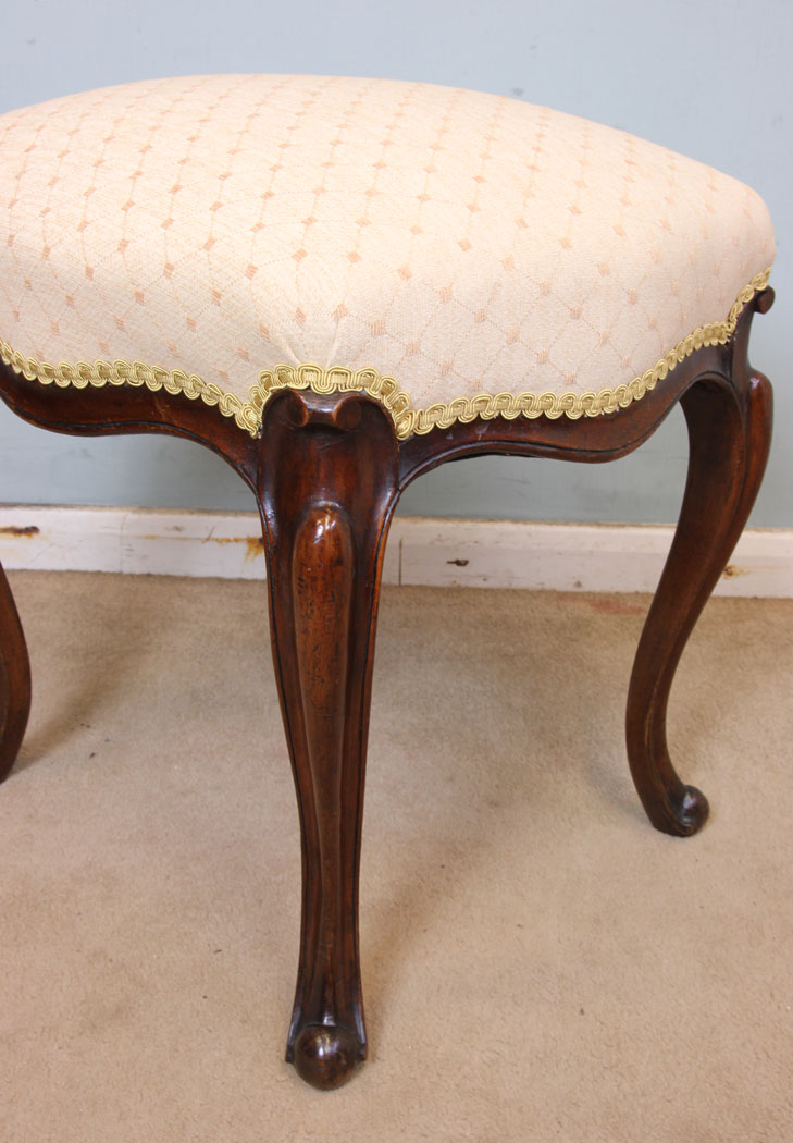 Antique Victorian Walnut Stool, Victorian Walnut Cabriole Leg Stool