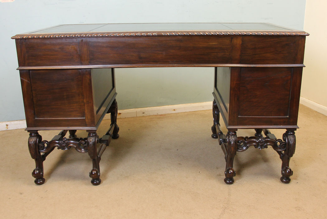 Antique Walnut Writing Desk, (3) - Copy Antique Walnut Knee Hole Leather Top Writing Desk