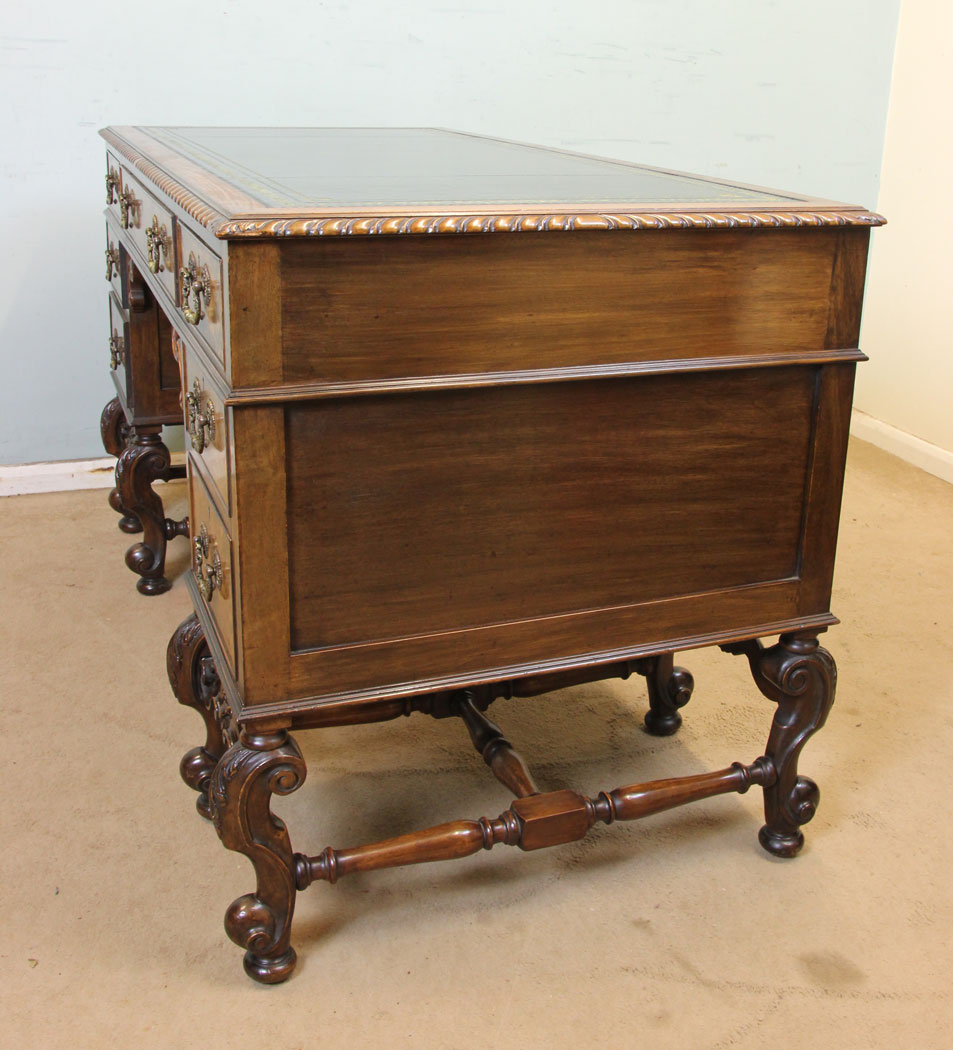 Antique Walnut Writing Desk, The Antique shop, Antique Walnut Knee Hole Leather Top Writing Desk