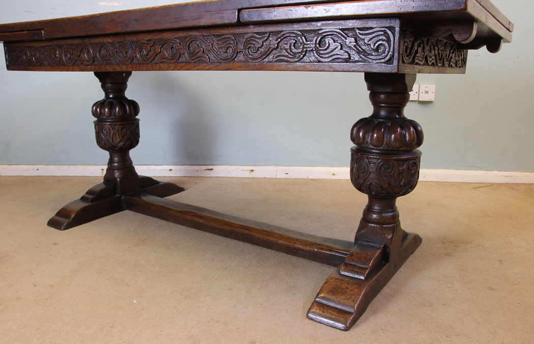 Large Antique Ten Seater Drawleaf Table, London, Antique Oak Large Oak Refectory Draw Leaf Farmhouse Dining Table