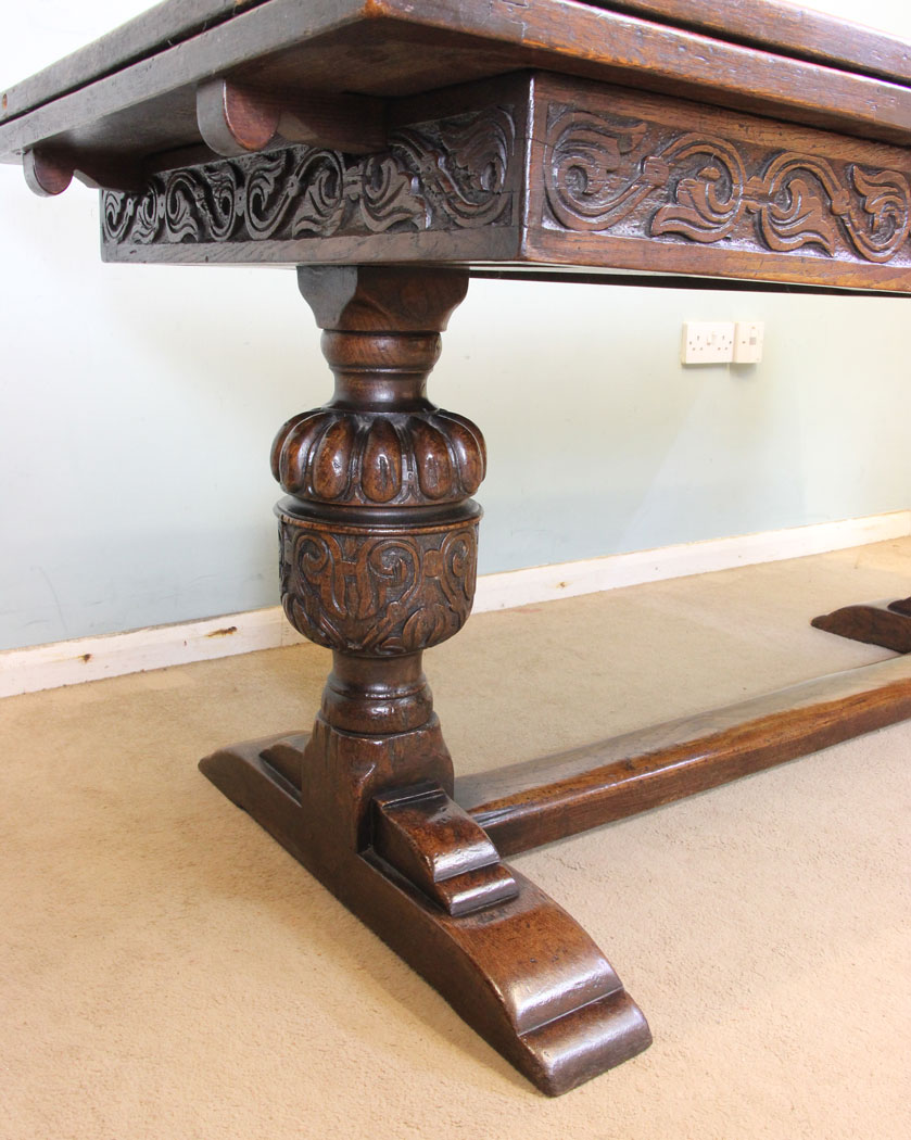 Large Antique Ten Seater Refectory Drawleaf Table,