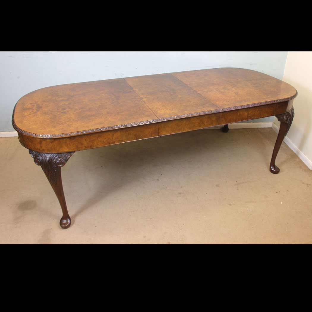 Antique Burr Walnut Dining Table, Antique Burr Walnut Extending Dining Table.