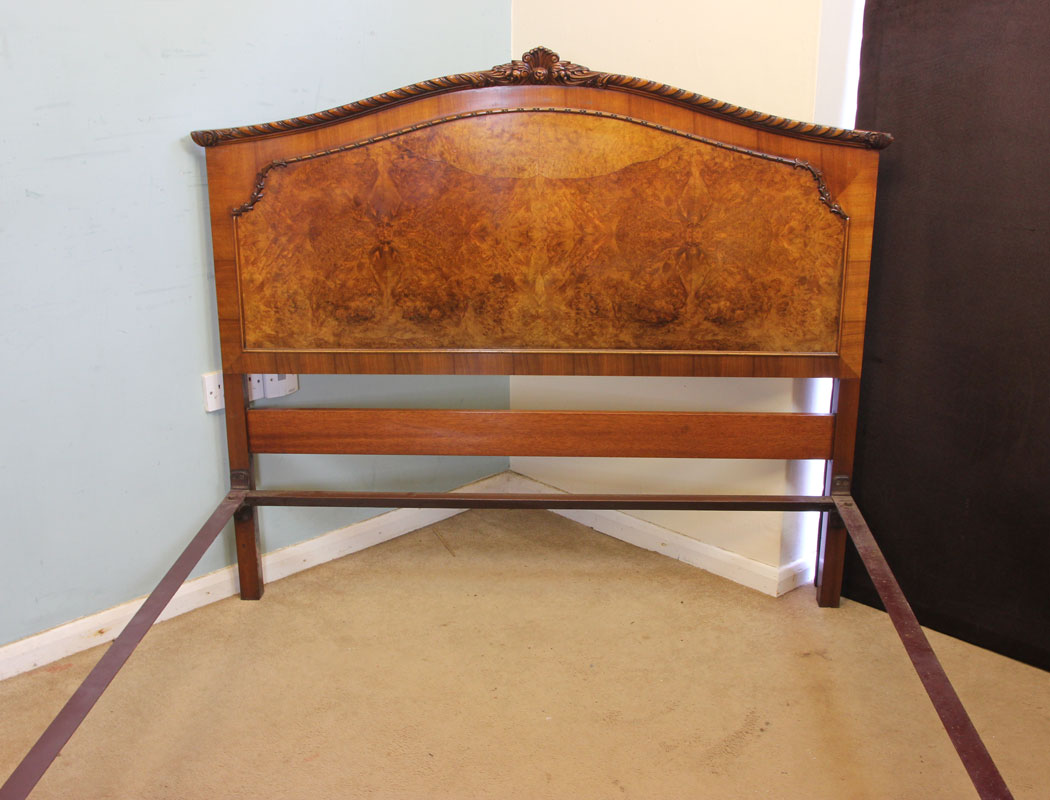 Antique Burr Walnut Double Bed, Antique Burr Walnut Double Bed