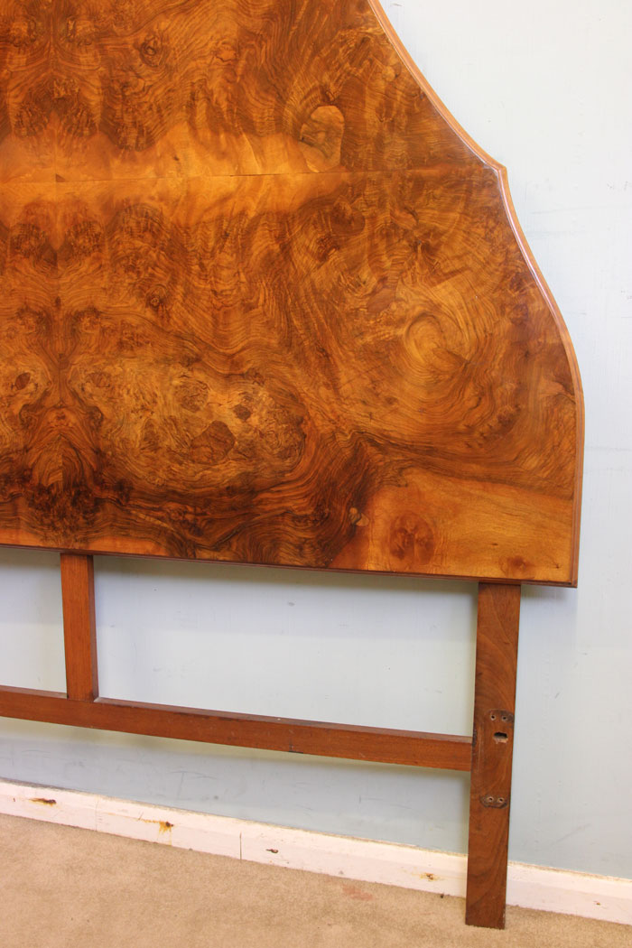 Antique Burr Walnut Headboard, Lincolnshire, Antique King Size Burr Walnut Shaped Headboard
