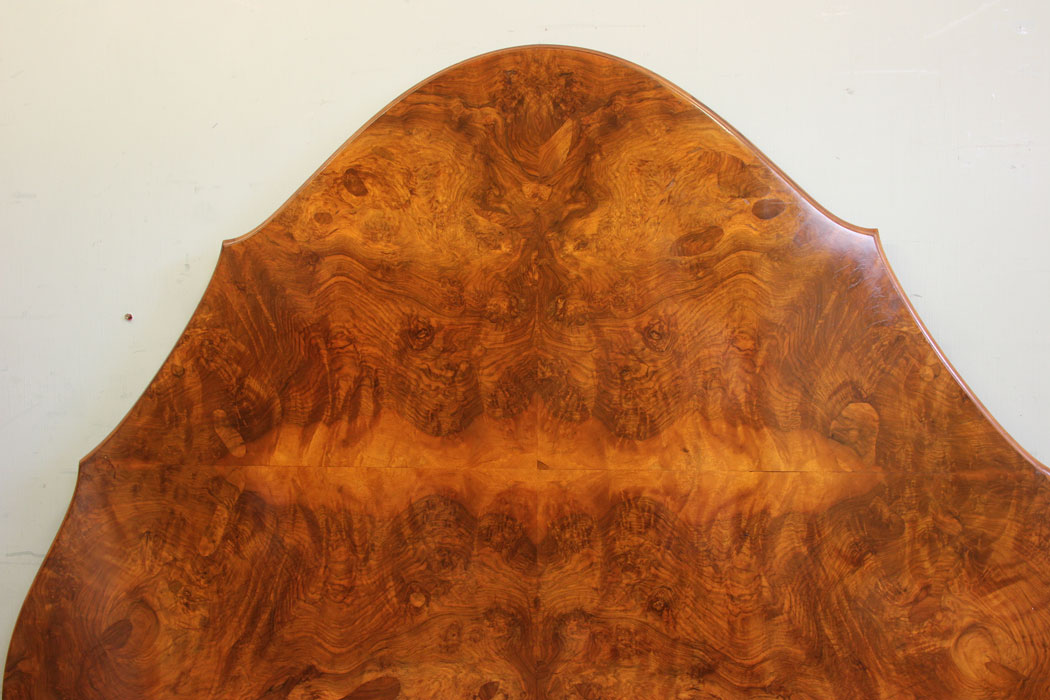 Antique Burr Walnut Headboard, London, Antique King Size Burr Walnut Shaped Headboard