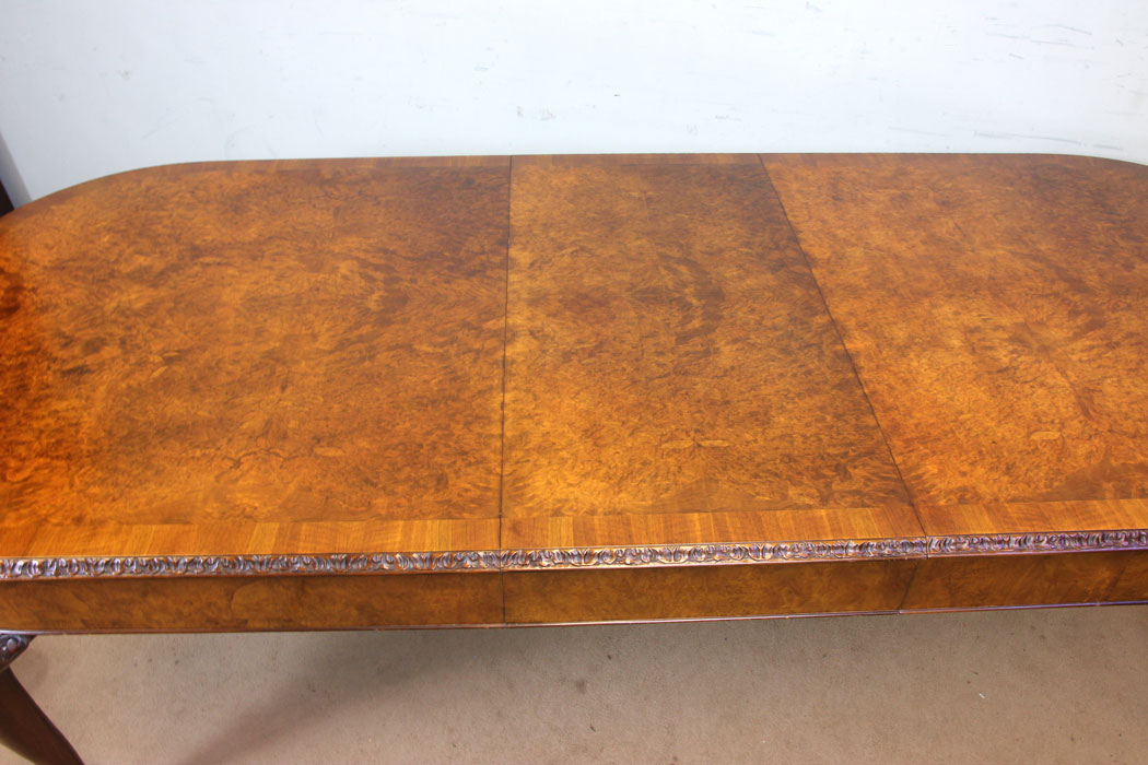 Antique Extending Burr Walnut Dining Table, Antique Burr Walnut Extending Dining Table.