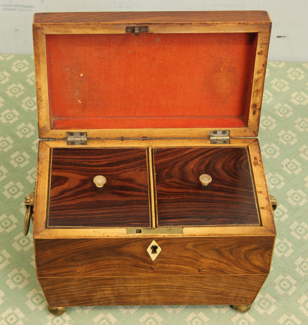 Antique Georgian Tea Caddy, Lincolnshire, (2) Antique Rosewood Tea Caddy