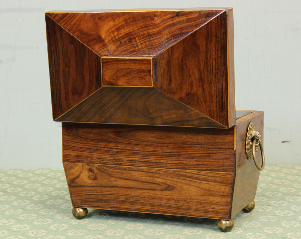 Antique Georgian Tea Caddy, London, Antique Rosewood Tea Caddy