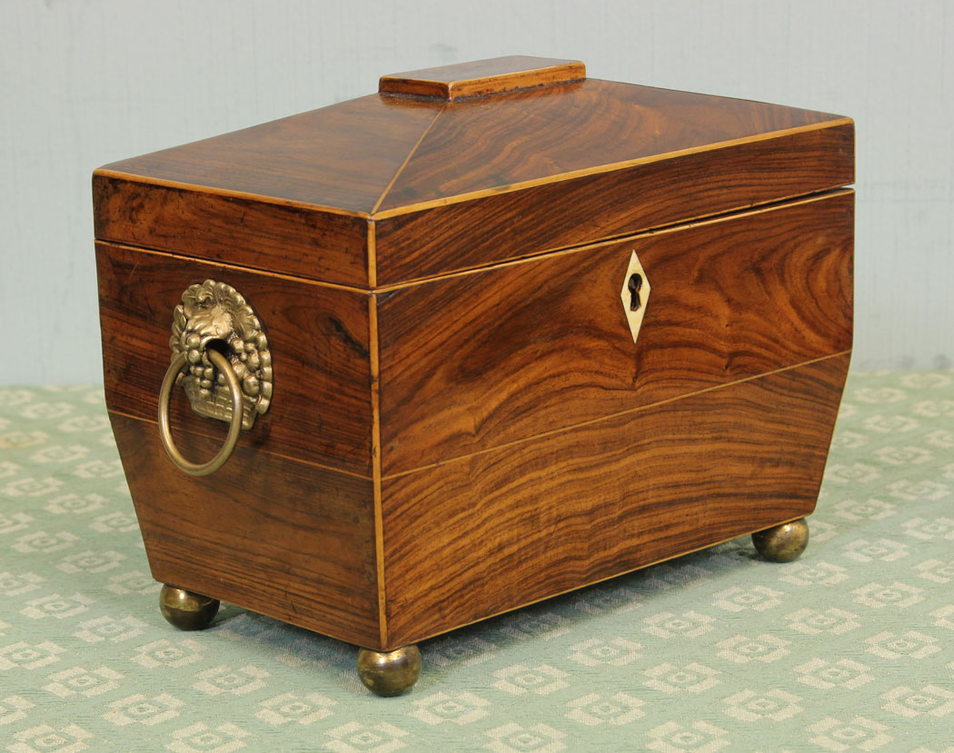 Antique Rosewood Tea Caddy, Antique Rosewood Tea Caddy