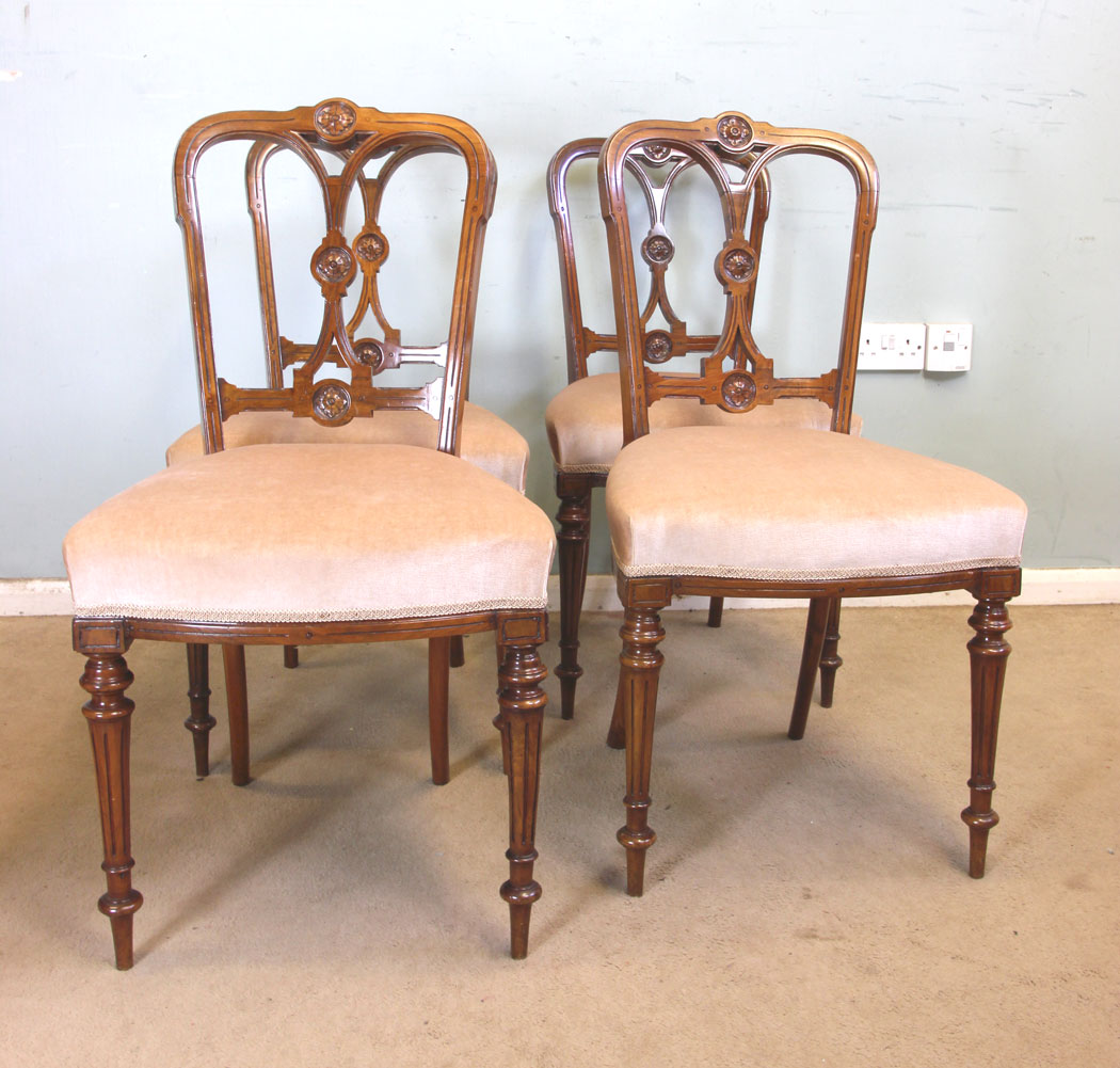Antique Set Four Dining Chairs, Lincolnshire, Set of Four Antique Victorian Walnut Dining Chairs
