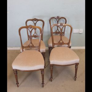 Set of Four Antique Victorian Walnut Dining Chairs