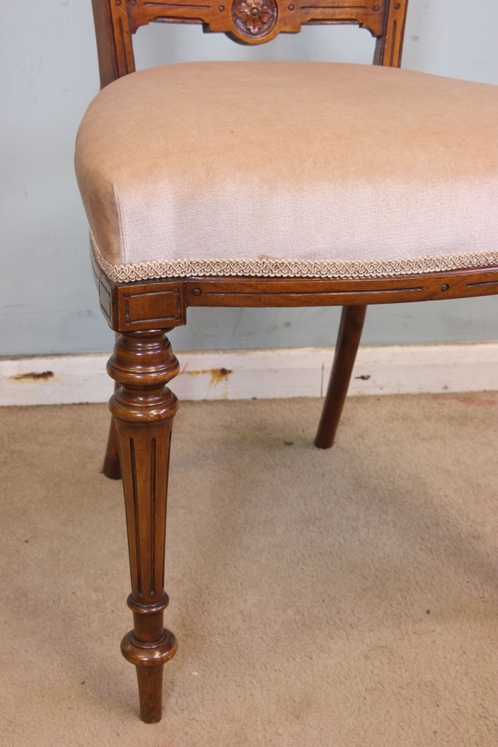 Antique Victorian Set Four Dining Chairs, London, Set of Four Antique Victorian Walnut Dining Chairs