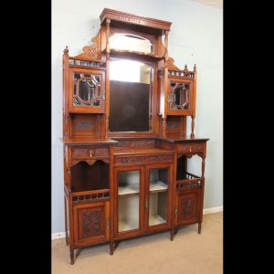 Antique Mirror Back Walnut Sideboard Display Cabinet