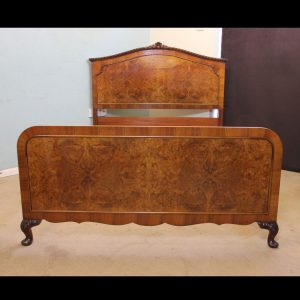 Antique Burr Walnut Double Bed.