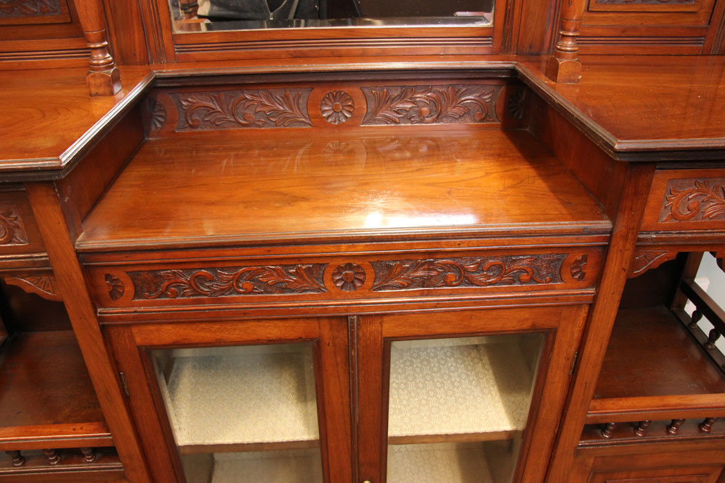 Antique Walnut Cabinet, Sideboard, Antique Mirror Back Walnut Sideboard Display Cabinet