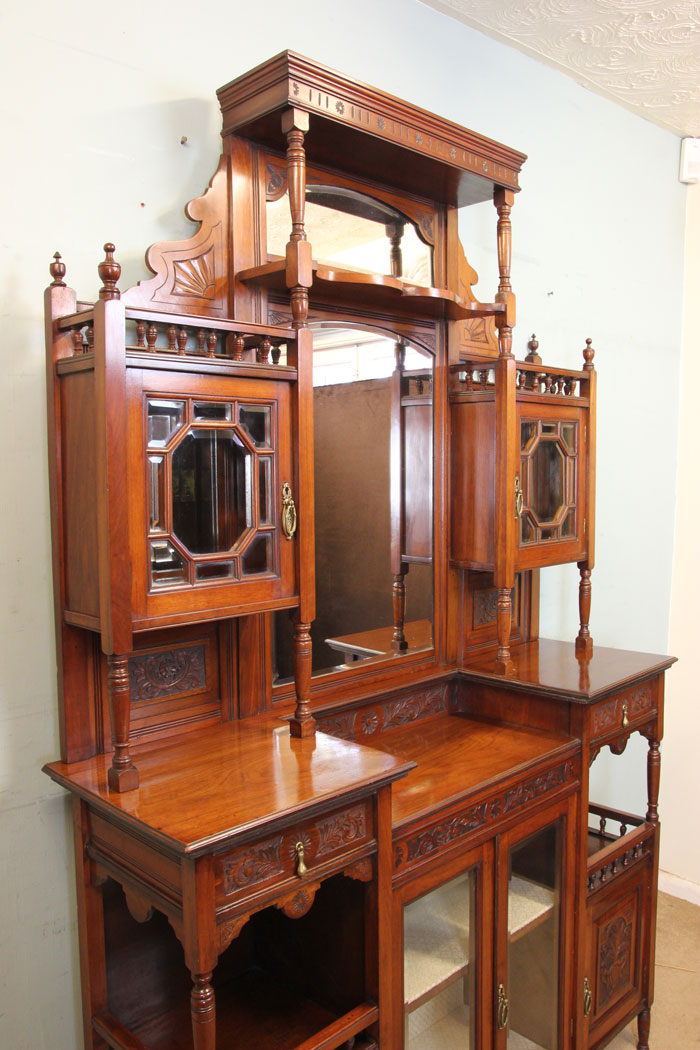 Antique Walnut Cabinet, Sideboard, Lincolnshire, Antique Mirror Back Walnut Sideboard Display Cabinet