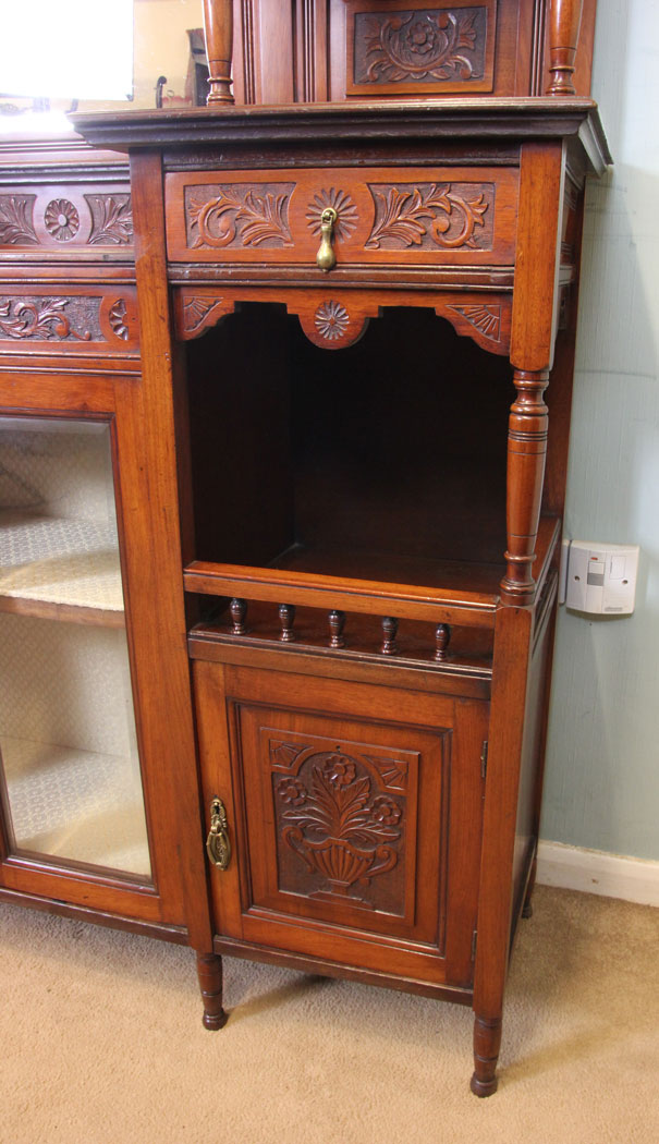 Antique Walnut Cabinet, Sideboard, London, Antique Mirror Back Walnut Sideboard Display Cabinet
